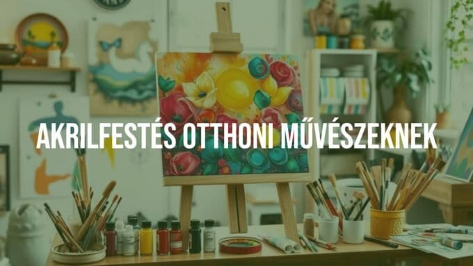 A vibrant acrylic painting in progress on a wooden easel, surrounded by colorful paint tubes and brushes, cozy home art studio, bright and creative atmosphere, illustrative.