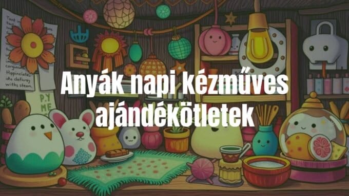 Handmade Mother's Day gifts, colorful DIY crafts, cozy and warm atmosphere, illustrative style.