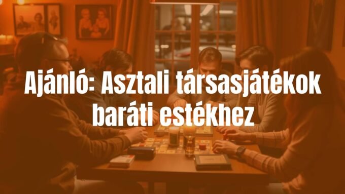 Group of friends laughing around a table with board games, warm lighting, cozy atmosphere, realistic.