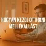 A person working from home on a laptop, cozy home office setup, warm lighting, modern and professional vibe.