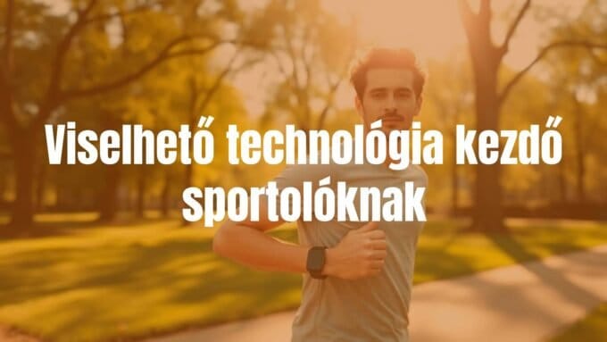 A beginner athlete wearing a smartwatch and fitness tracker, running in a park, sunny day, realistic.