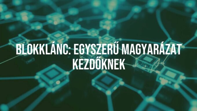 Digital blockchain network visualization, glowing blocks connected in a chain, futuristic blue and green hues, abstract and modern style.