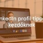 Professional LinkedIn profile on a laptop screen, modern office background, business person smiling, clean and minimalist design, professional vibe.