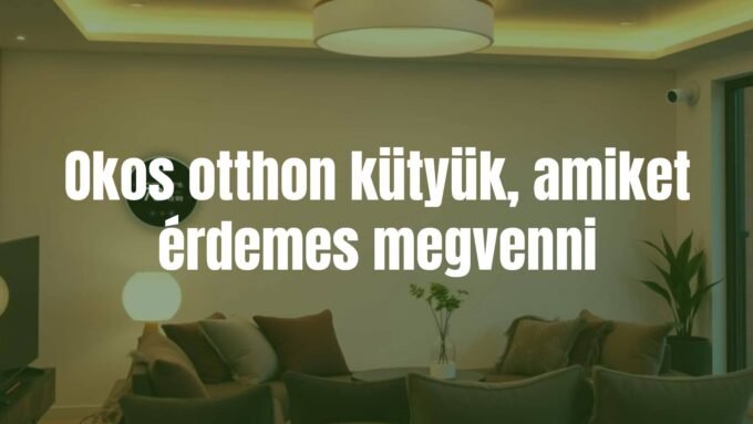Modern smart home with connected devices like smart lights, thermostat, and security camera, cozy living room, futuristic yet inviting vibe.