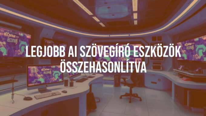 A futuristic workspace with multiple AI writing tools displayed on digital screens, modern and sleek design, blue and purple hues, technology theme.