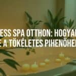 Cozy home wellness spa setup, bathtub with candles and plants, soft lighting, relaxing atmosphere, modern bathroom, warm tones, inviting.
