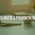 A productive morning routine, calm and focused start to the day, sunrise lighting, organized workspace with notebook and coffee, minimalist style.