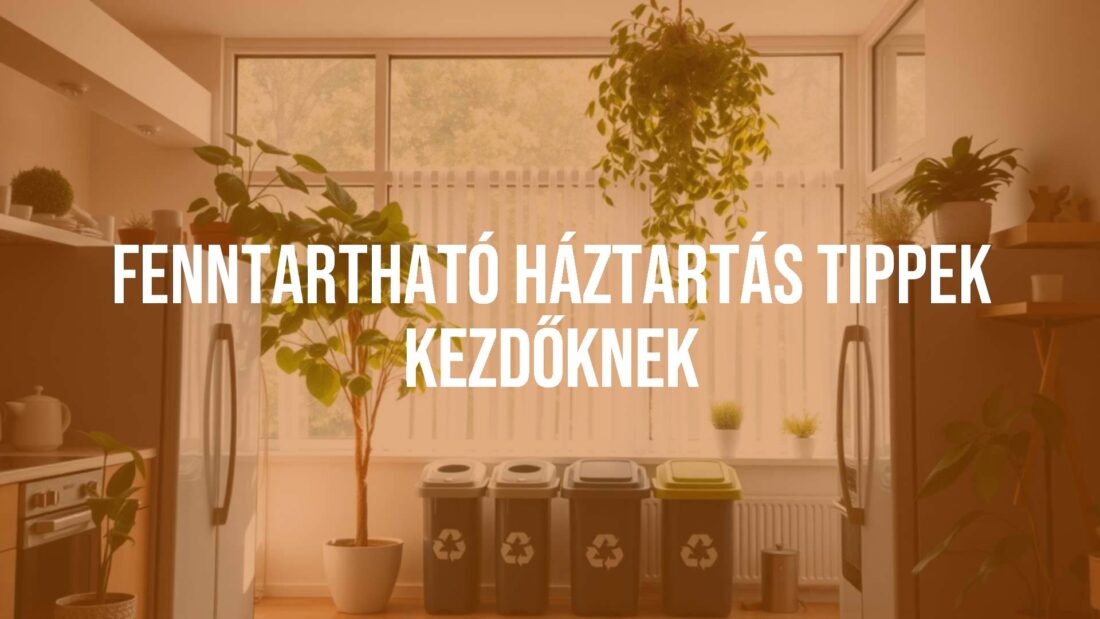 Sustainable home with eco-friendly elements, energy-saving appliances, recycling bins, and green plants, cozy and modern interior, natural lighting.